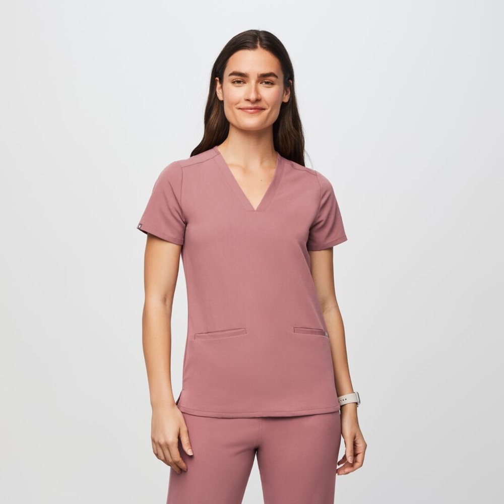 Figs Mauve Casma Three-Pocket Scrub Top Small